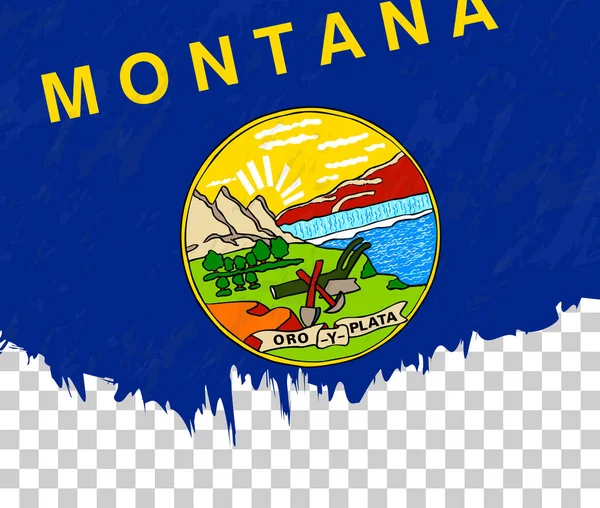 Bandera Grunge Style Montana Sobre Fondo Transparente — Vector de stock