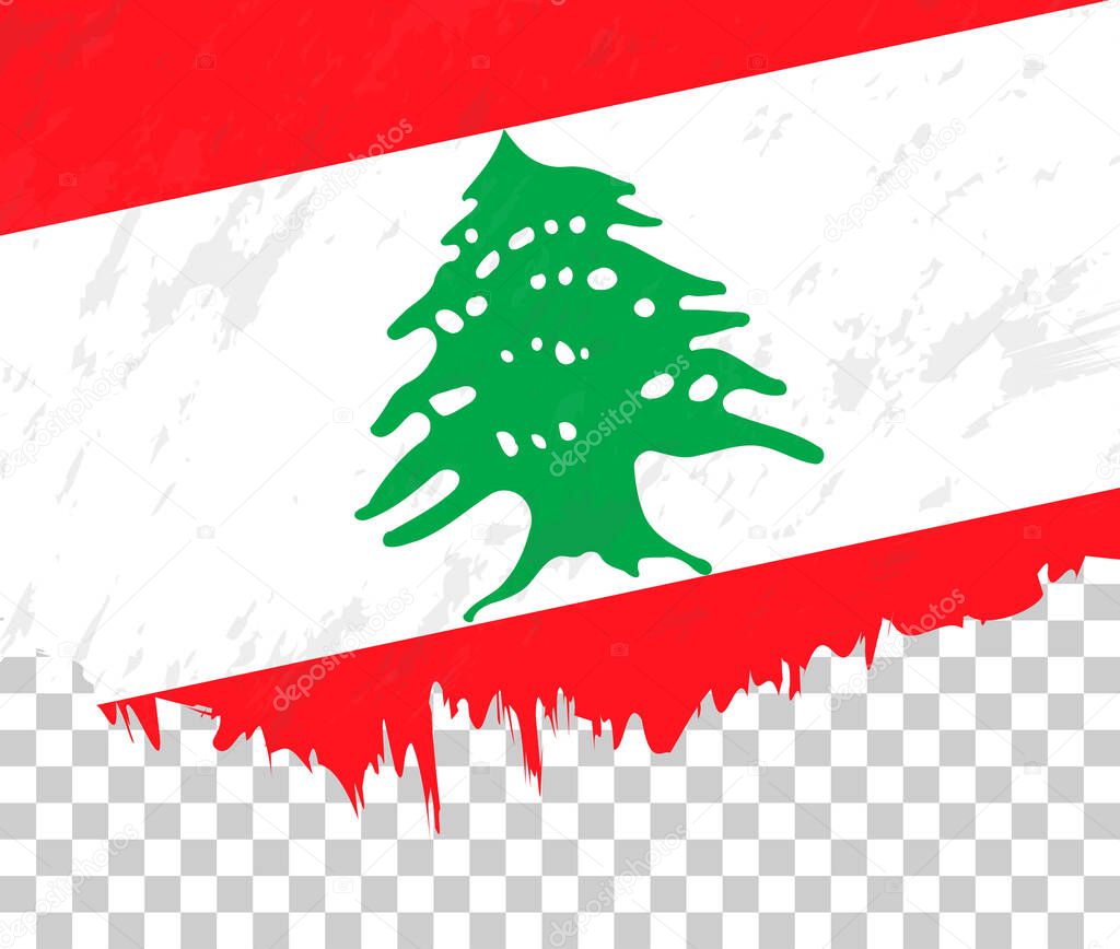 Grunge-style flag of Lebanon on a transparent background.