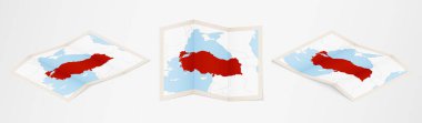Türkiye 'nin üç farklı sürümünde katlanmış haritası.
