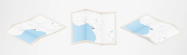 赤道ギニアの3つの異なるバージョンの折り畳み地図 — ストックベクタ