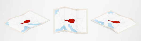 奥地利三种不同版本的折叠地图 — 图库矢量图片