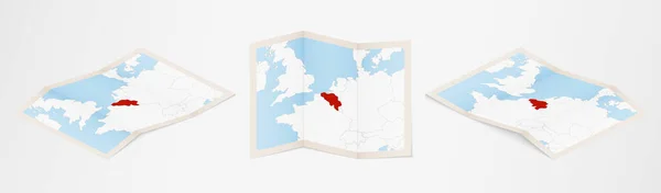 Faltkarte Von Belgien Drei Verschiedenen Versionen — Stockvektor