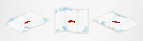 Mapa Dobrado Eslováquia Três Versões Diferentes — Vetor de Stock