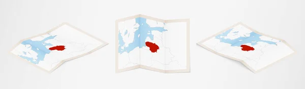 Carte Pliée Lituanie Trois Versions Différentes — Image vectorielle