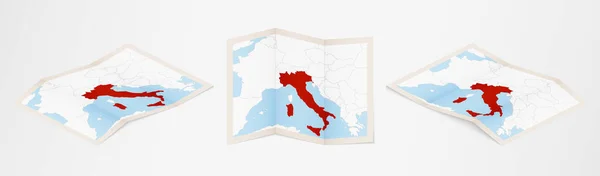 Mapa Dobrado Itália Três Versões Diferentes — Vetor de Stock