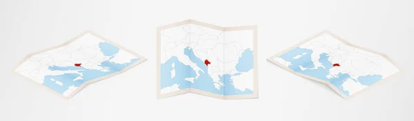モンテネグロの地図を3つの異なるバージョンで折り返し — ストックベクタ
