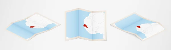 Faltkarte Des Senegal Drei Verschiedenen Versionen — Stockvektor