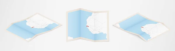 Faltkarte Von Gambia Drei Verschiedenen Versionen — Stockvektor