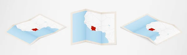 Faltkarte Der Elfenbeinküste Drei Verschiedenen Versionen — Stockvektor