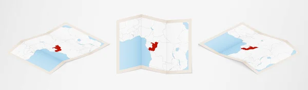 Mapa Dobrado Congo Três Versões Diferentes — Vetor de Stock
