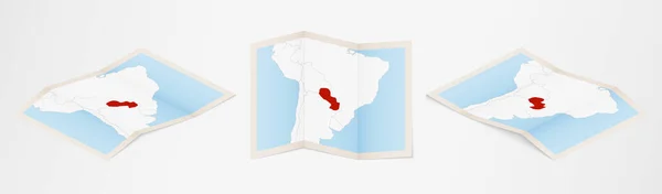 Faltkarte Von Paraguay Drei Verschiedenen Versionen — Stockvektor