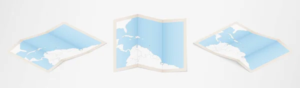Hajtogatott Térképe Barbados Három Különböző Változatban — Stock Vector