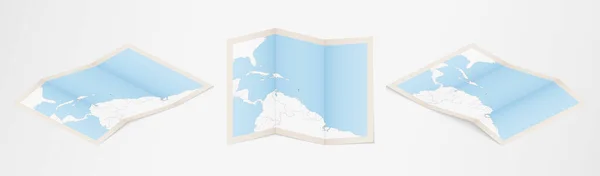 Складена Карта Сент Кіттс Невіс Трьох Різних Версіях — стоковий вектор