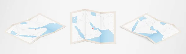 Taitettu Kartta Qatar Kolmessa Eri Versiossa — vektorikuva