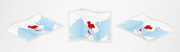 Faltkarte Von Thailand Drei Verschiedenen Versionen — Stockvektor