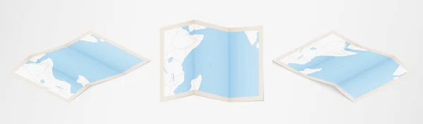 Mapa Dobrado Seychelles Três Versões Diferentes — Vetor de Stock