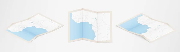 Mapa Dobrado São Tomé Príncipe Três Versões Diferentes — Vetor de Stock