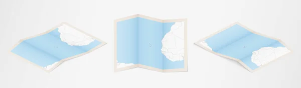 Mapa Dobrado Cabo Verde Três Versões Diferentes — Vetor de Stock