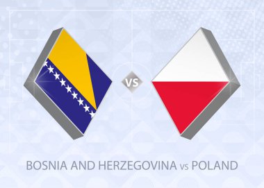Bosna-Hersek Polonya, Lig A, Grup 1 'e karşı. Avrupa Futbol Şampiyonası mavi futbol arkaplanı.