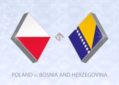 Polonya, Bosna-Hersek 'e karşı, Lig A, Grup 1. Avrupa Futbol Şampiyonası mavi futbol arkaplanı.