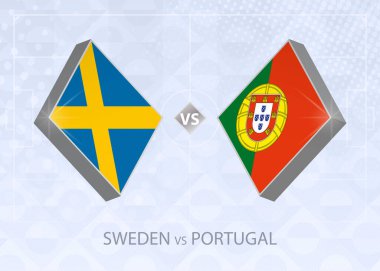 İsveç Portekiz 'e karşı, Lig A, Grup 3. Avrupa Futbol Şampiyonası mavi futbol arkaplanı.