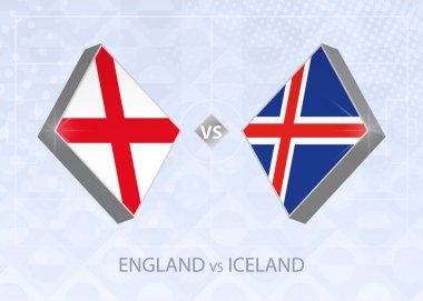 İngiltere İzlanda 'ya karşı, Lig A, Grup 2. Avrupa Futbol Şampiyonası mavi futbol arkaplanı.