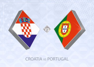 Hırvatistan Portekiz, Lig A, Grup 3 'e karşı. Avrupa Futbol Şampiyonası mavi futbol arkaplanı.