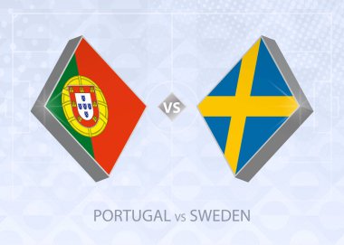 Portekiz İsveç 'e karşı, Lig A, Grup 3. Avrupa Futbol Şampiyonası mavi futbol arkaplanı.