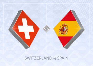 İsviçre İspanya 'ya karşı, Lig A, Grup 4. Avrupa Futbol Şampiyonası mavi futbol arkaplanı.
