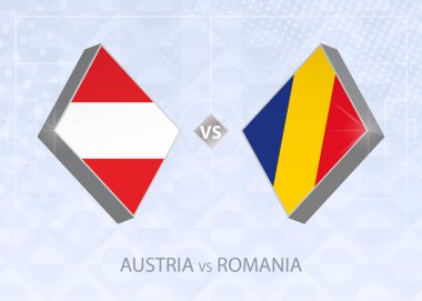 Avusturya Romanya 'ya karşı, Lig B, Grup 1. Avrupa Futbol Şampiyonası mavi futbol arkaplanı.