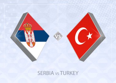 Sırbistan, Türkiye, B Ligi, Grup 3 'e karşı. Avrupa Futbol Şampiyonası mavi futbol arkaplanı.
