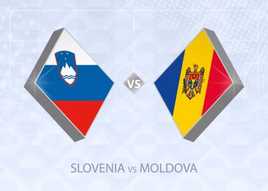Slovenya Moldova 'ya karşı, C Ligi, Grup 3. Avrupa Futbol Şampiyonası mavi futbol arkaplanı.
