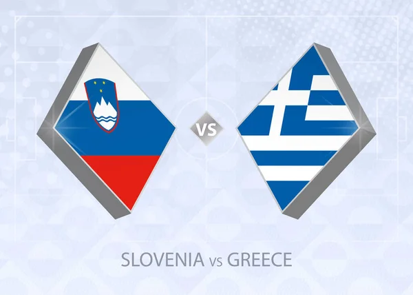 Slovenien Mot Grekland Ligan Grupp Europeisk Fotbollstävling Blå Fotboll Bakgrund — Stock vektor