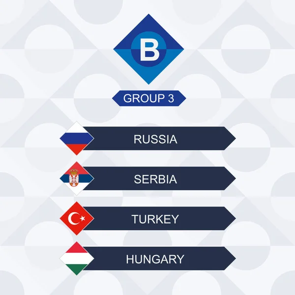 Competición Europea Fútbol Participantes Liga Del Grupo Rusia Serbia Turquía — Vector de stock