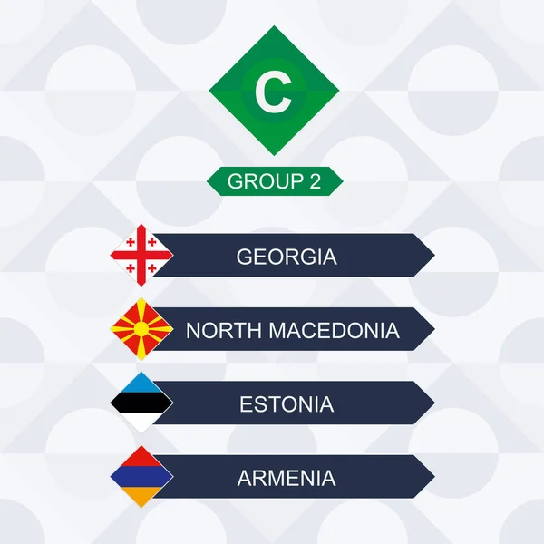 Competencia Europea Fútbol Participantes Liga Grupo Georgia Macedonia Del Norte — Vector de stock