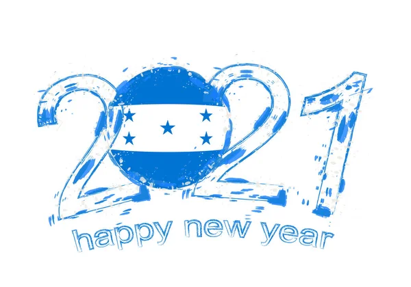 Новим 2021 Роком Прапором Гондурасу Векторна Ілюстрація Holiday Grunge — стоковий вектор