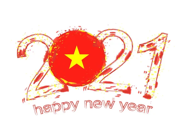 ベトナムの国旗で新年をお祝いしましょう ホリデーグランジベクトルイラスト — ストックベクタ