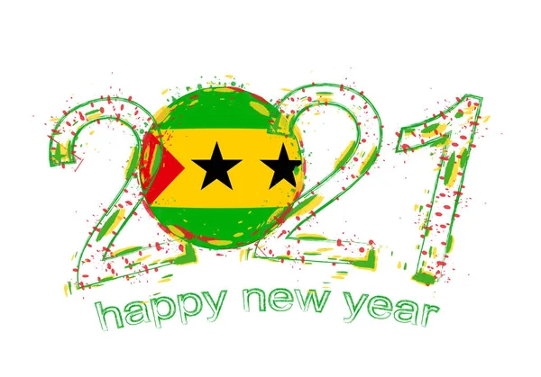 Feliz Ano Novo 2021 Com Bandeira São Tomé Príncipe Férias — Vetor de Stock