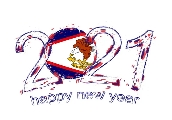 Καλή Χρονιά 2021 Σημαία Αμερικανικής Σαμόα Εικόνα Διανύσματος Grunge Διακοπών — Διανυσματικό Αρχείο