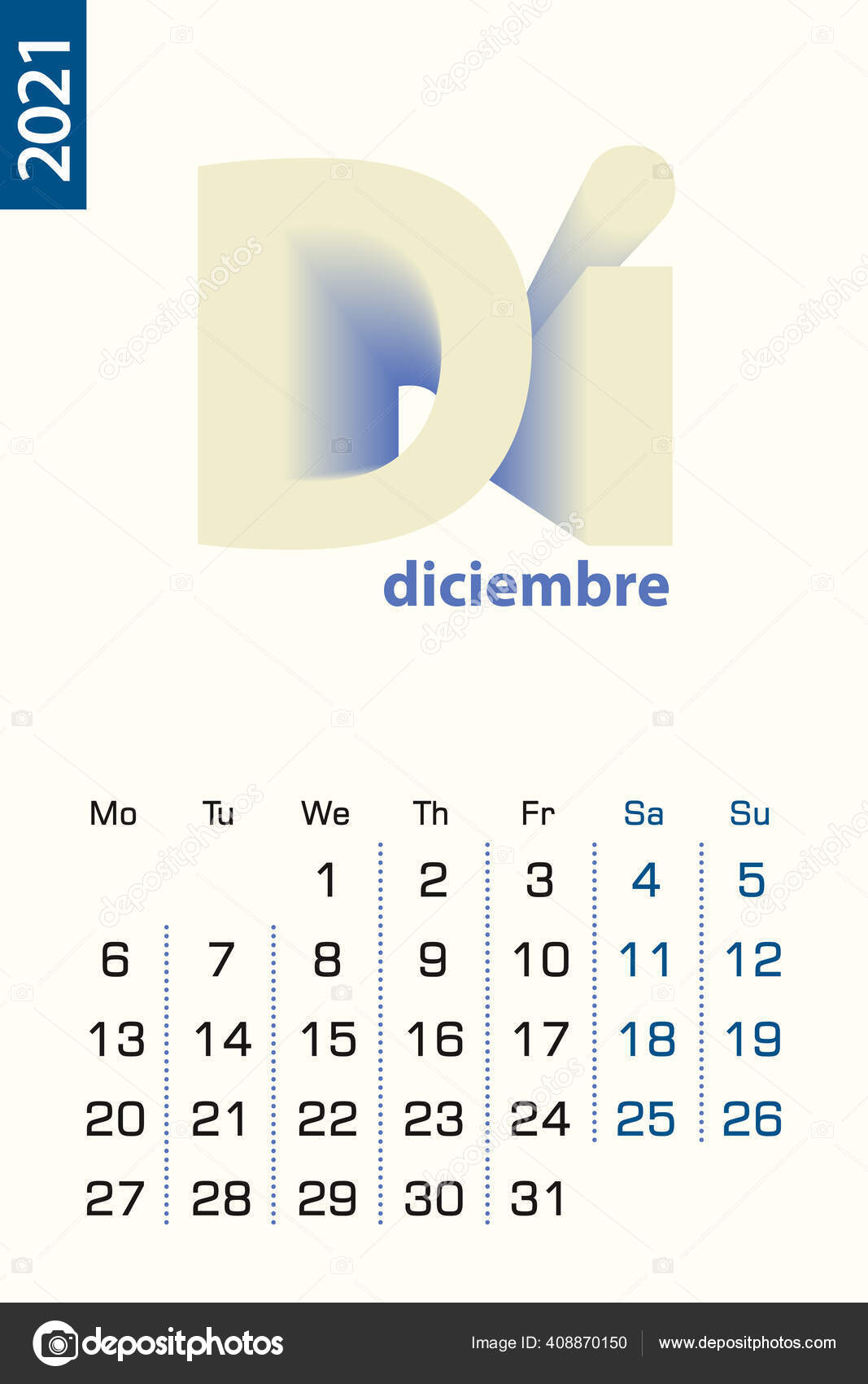 Minimalist Calendar Template December 2021 Vector Calendar Spanish Language Vector Stock Vector C Boldg 408870150 december 2021 spanish calendar