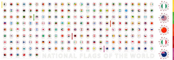 Banderas Colección Virus Cell Shape Banderas Nacionales Del Mundo Set — Vector de stock