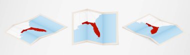 Florida 'nın katlanmış haritası üç farklı versiyonda.