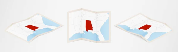 Mapa Plegado Alabama Tres Versiones Diferentes — Archivo Imágenes Vectoriales