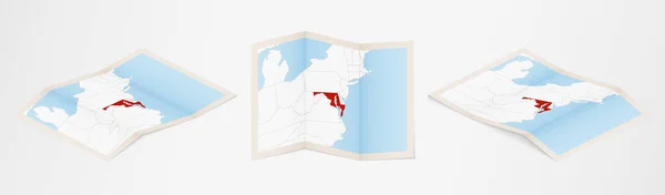 メリーランド州の3つの異なるバージョンで折り畳ま地図 — ストックベクタ