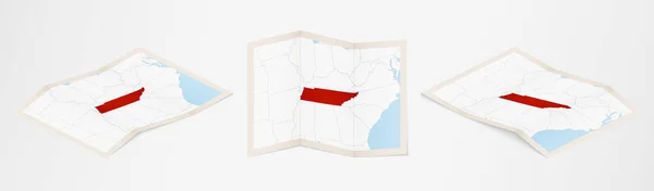 Składana Mapa Tennessee Trzech Różnych Wersjach — Wektor stockowy