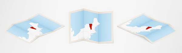 バーモント州の地図を3つの異なるバージョンで折り返す — ストックベクタ