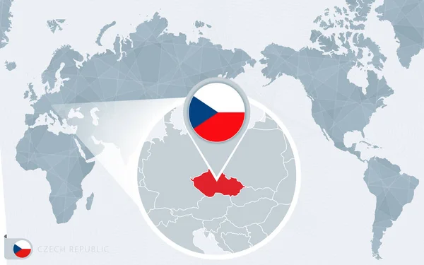 Mapa Tichomoří Zvětšenou Českou Republikou Vlajka Mapa České Republiky — Stockový vektor