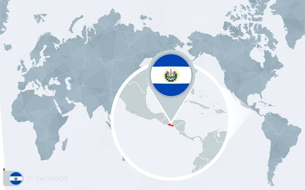 Pacific Center Mapa Mundo Com Ampliação Salvador Bandeira Mapa Salvador —  Vetores de Stock