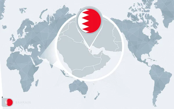 Mapa Tichomoří Zvětšeným Bahrajnem Vlajka Mapa Bahrajnu — Stockový vektor