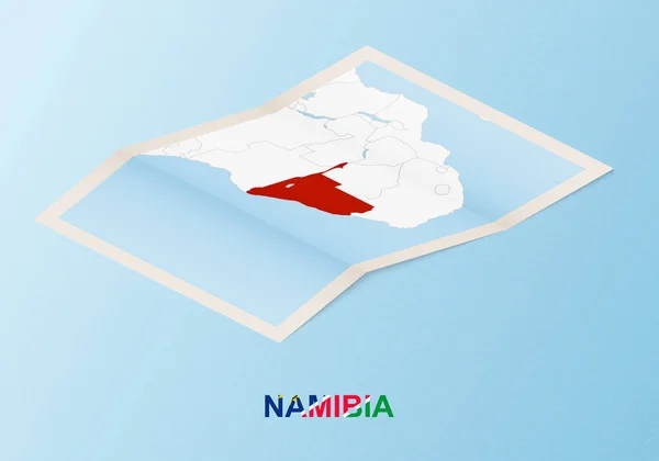 Mapa Papel Plegado Namibia Con Los Países Vecinos Estilo Isométrico — Vector de stock